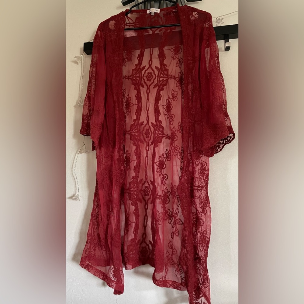 Woven Heart lace burgundy beach coverups medium. Use good condition.